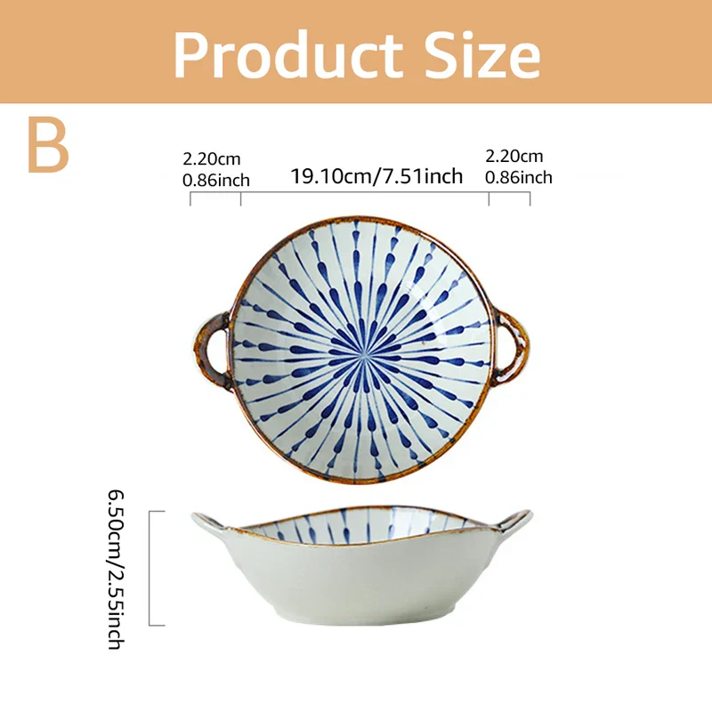 Ceramic 7.5 Inch Noodle Bowl With Handles Floral Porcelain - Image 17