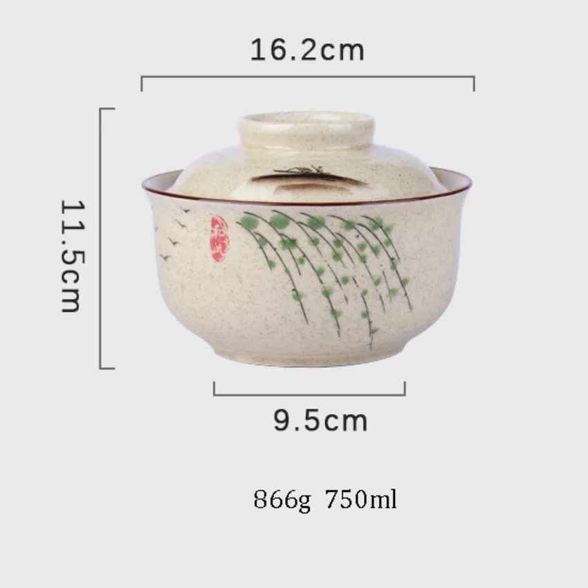 Ramen Bowl Large Ceramic With Lid Retro Fall 2025 Tableware - Image 6
