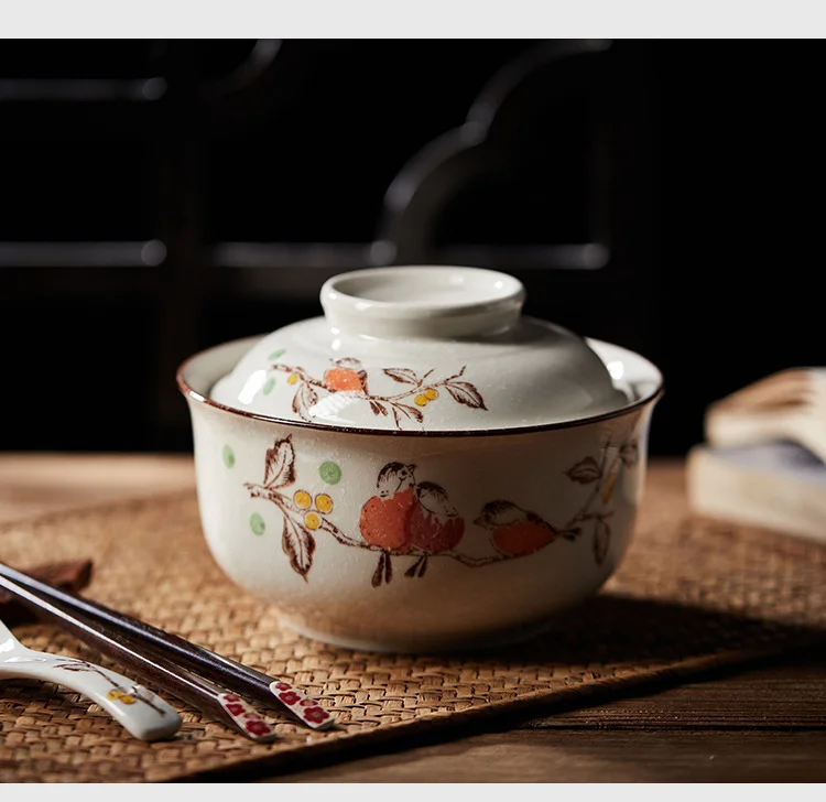 Ramen Bowl Large Ceramic With Lid Retro Fall 2025 Tableware - Image 8