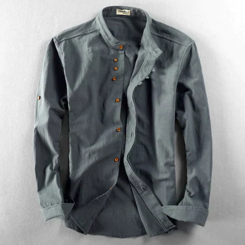 Japanese Men's Dress Shirt in Premium Linen-Cotton Blend, Versatile Fit S-3XL for Casual and Formal Wear - Image 3