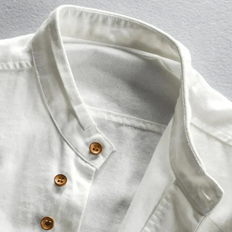 Japanese Men's Dress Shirt in Premium Linen-Cotton Blend, Versatile Fit S-3XL for Casual and Formal Wear - Image 6