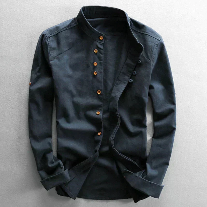 Japanese Men's Dress Shirt in Premium Linen-Cotton Blend, Versatile Fit S-3XL for Casual and Formal Wear - Image 7