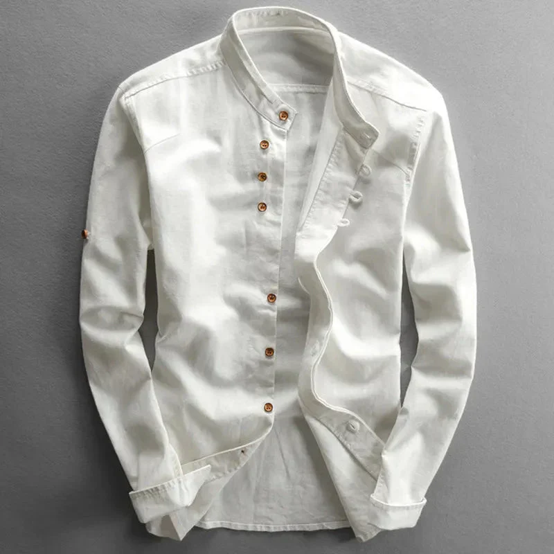 Japanese Men's Dress Shirt in Premium Linen-Cotton Blend, Versatile Fit S-3XL for Casual and Formal Wear - Image 8