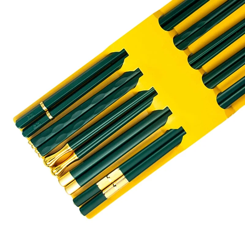 Japanese Reusable Black Chopsticks for Sushi, Noodles, Alloy Kitchen Tableware 5 Pairs - Image 10