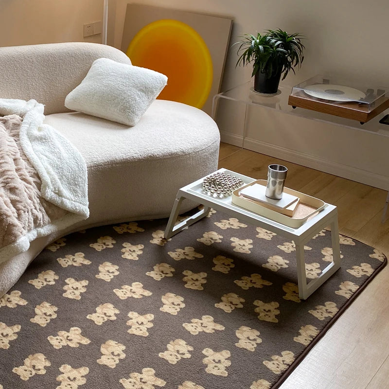 Checkerboard Plush Area Rug Japanese Style Minimalist - Image 4