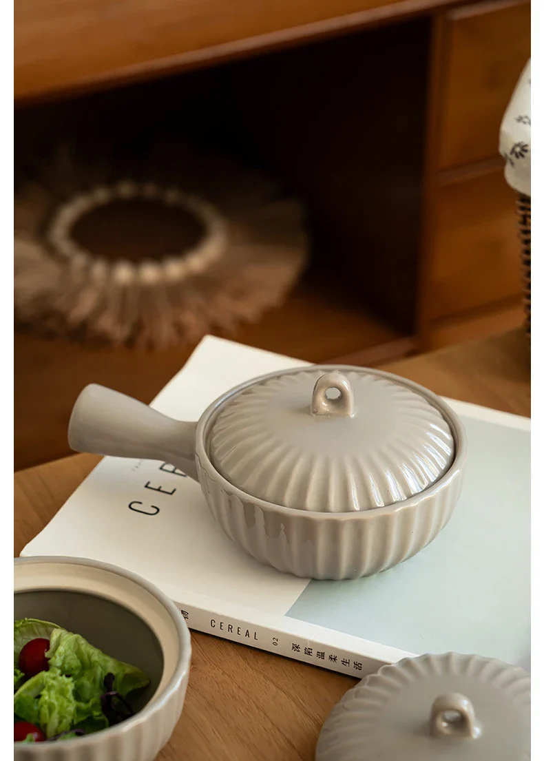 Ceramic Single Handle Bowl With Lid Japanese Style - Image 11