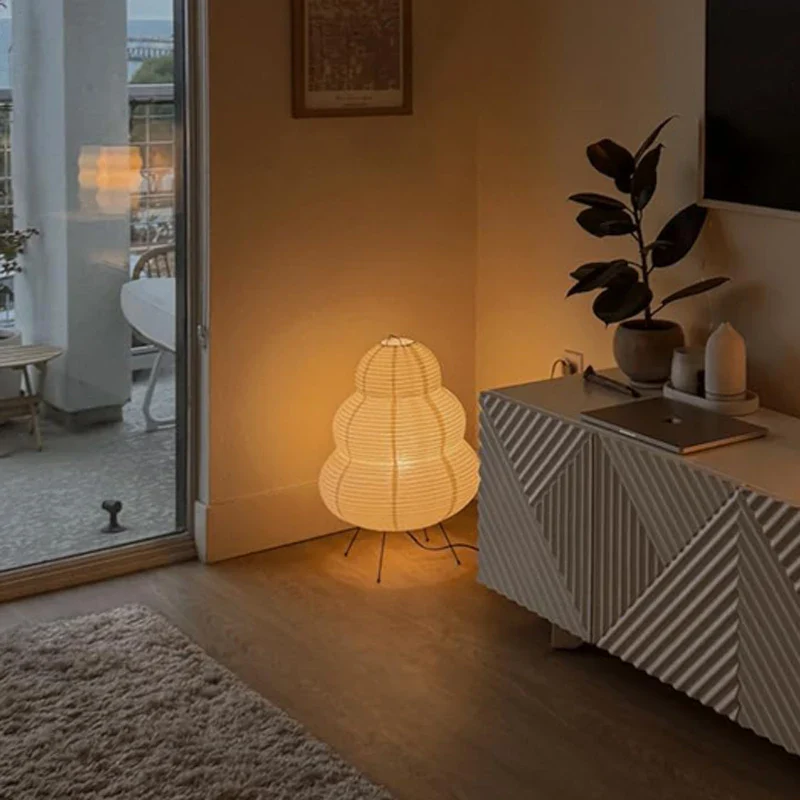 LED Rice Paper Lamp Tricolor Dimming Japanese Style - Image 2