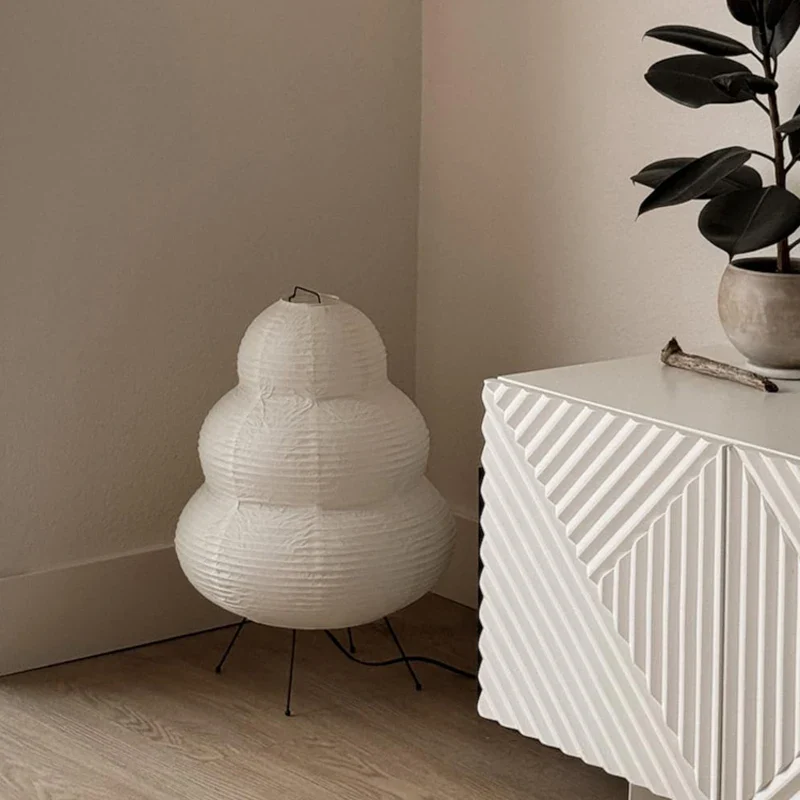LED Rice Paper Lamp Tricolor Dimming Japanese Style - Image 5