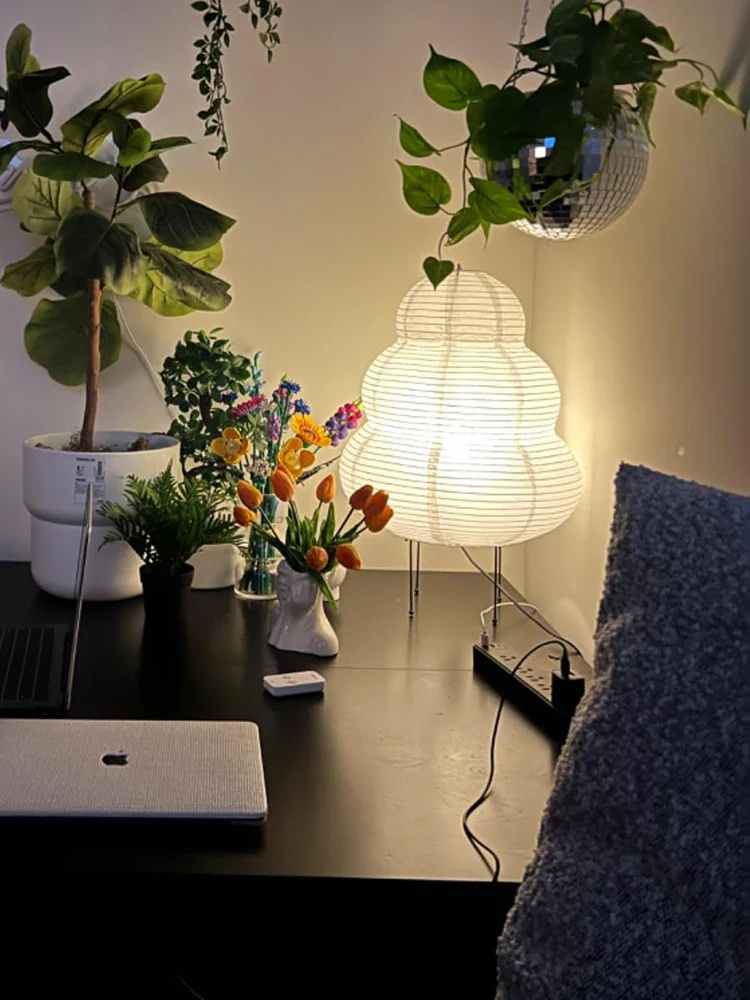 LED Rice Paper Lamp Tricolor Dimming Japanese Style - Image 7