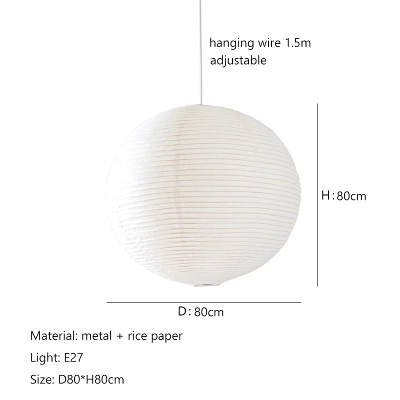 Japandi Pendant Lamp Wabi Sabi Rice Paper Round LED Dimmable - Image 25