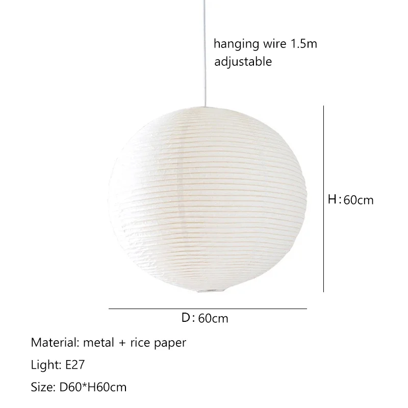 Japandi Pendant Lamp Wabi Sabi Rice Paper Round LED Dimmable - Image 26
