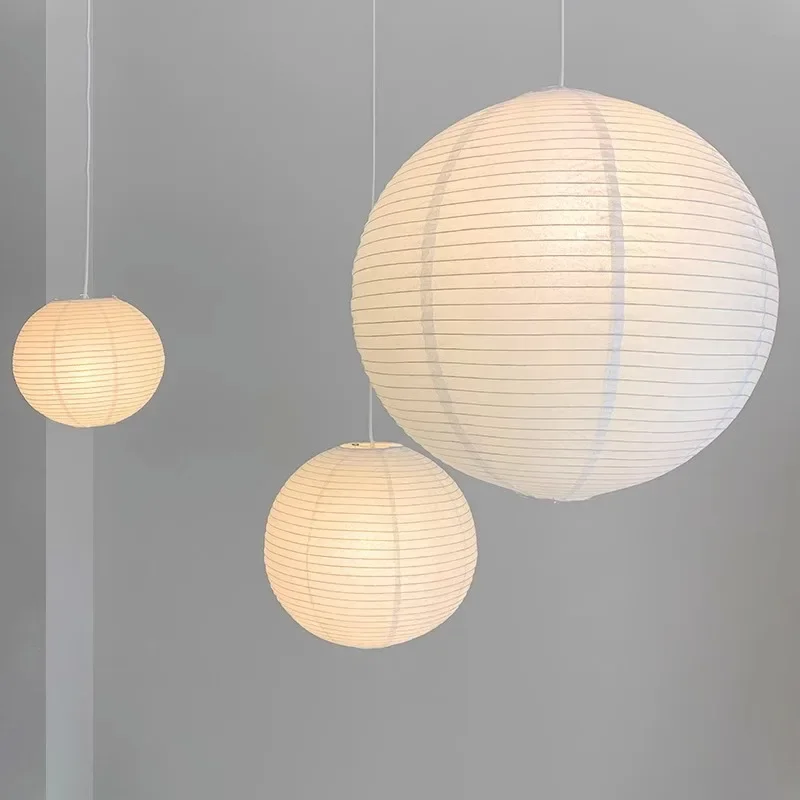 Japandi Pendant Lamp Wabi Sabi Rice Paper Round LED Dimmable - Image 3