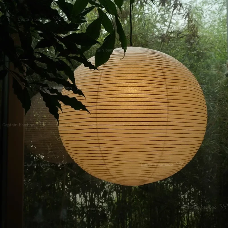 Japandi Pendant Lamp Wabi Sabi Rice Paper Round LED Dimmable - Image 5