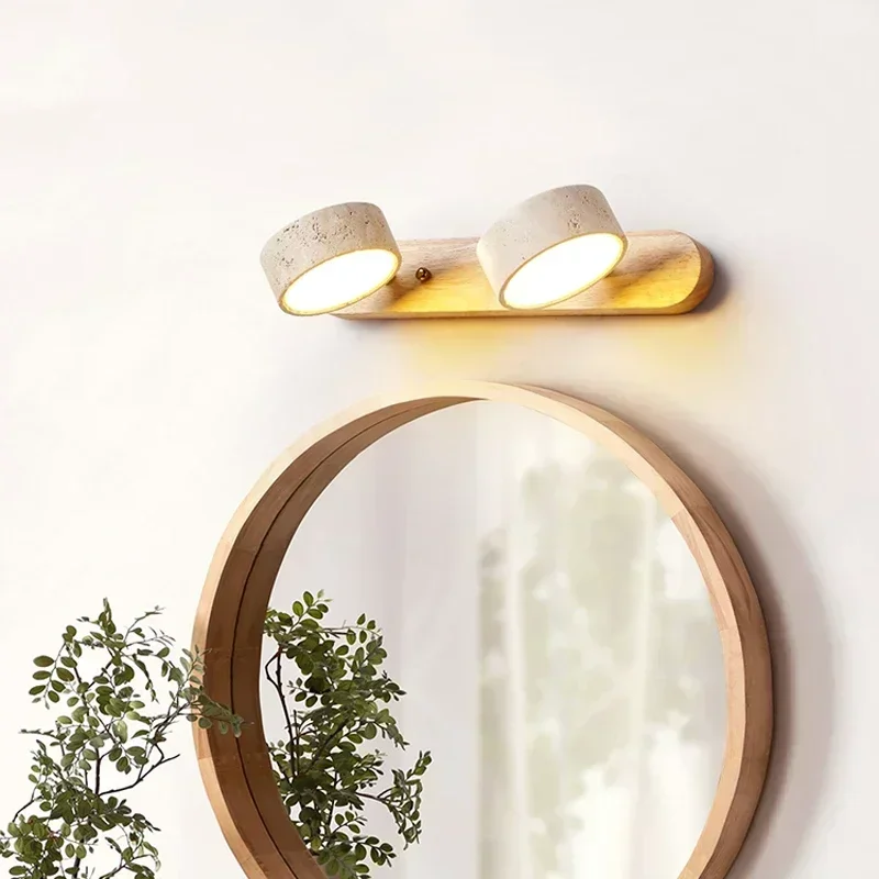 Japandi Wabi Sabi Round LED Wall Light With Mirror Bathroom - Image 4