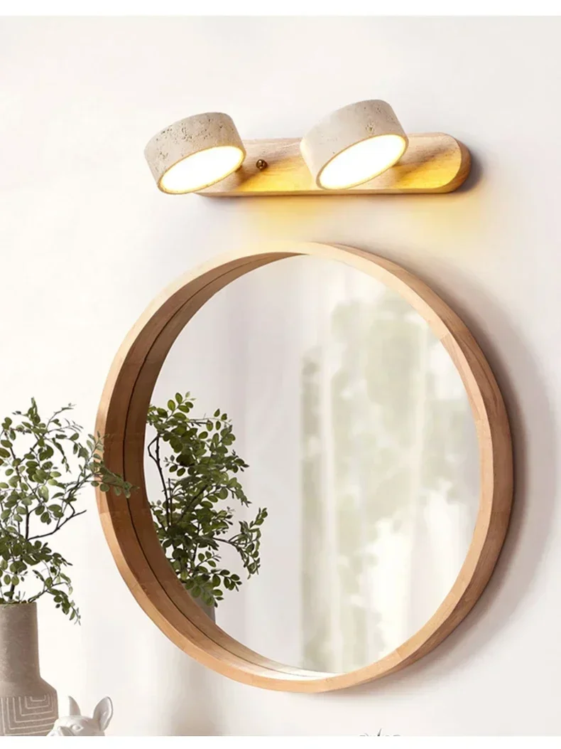 Japandi Wabi Sabi Round LED Wall Light With Mirror Bathroom - Image 7