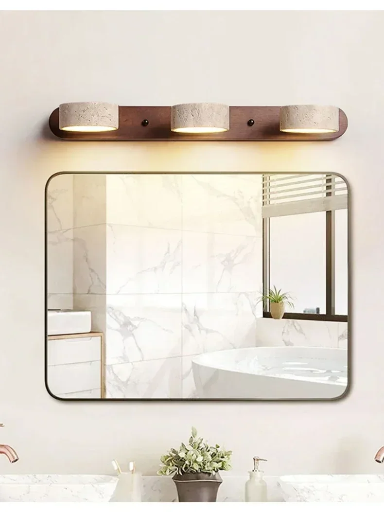 Japandi Wabi Sabi Round LED Wall Light With Mirror Bathroom - Image 9