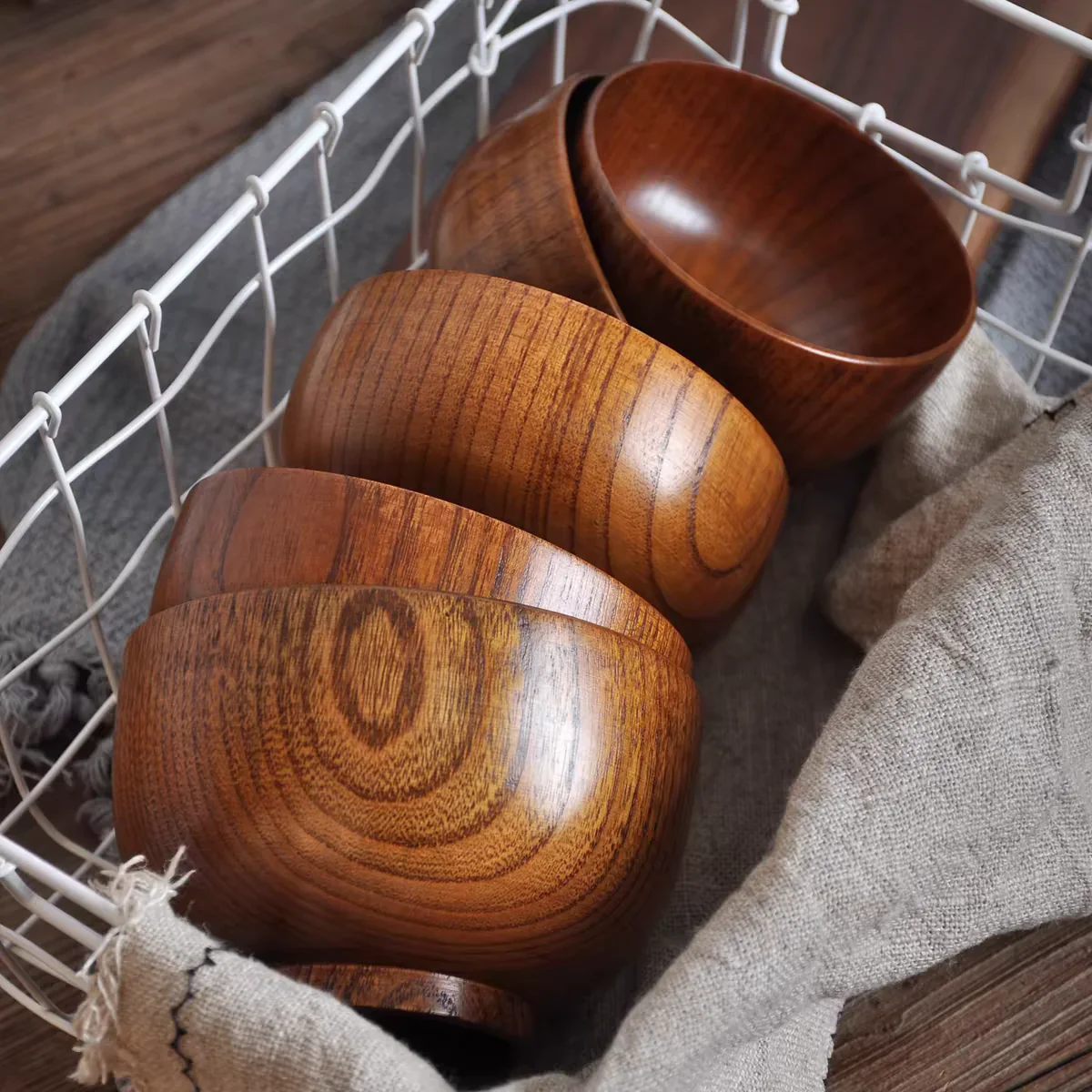 Jujube Wood Soup Bowls Solid Wooden Japanese Bowls - Image 3