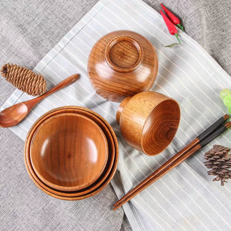 Jujube Wood Soup Bowls Solid Wooden Japanese Bowls - Image 6