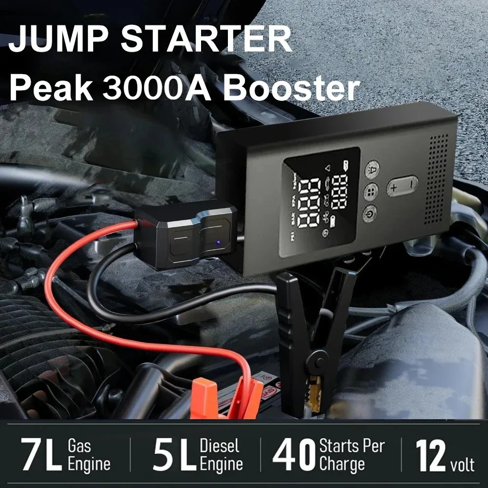 Jump Starter With Air Pump Car Jump Starter 3000A 150 PSI Inflator LED Light Fall 2025 Prep - Image 2