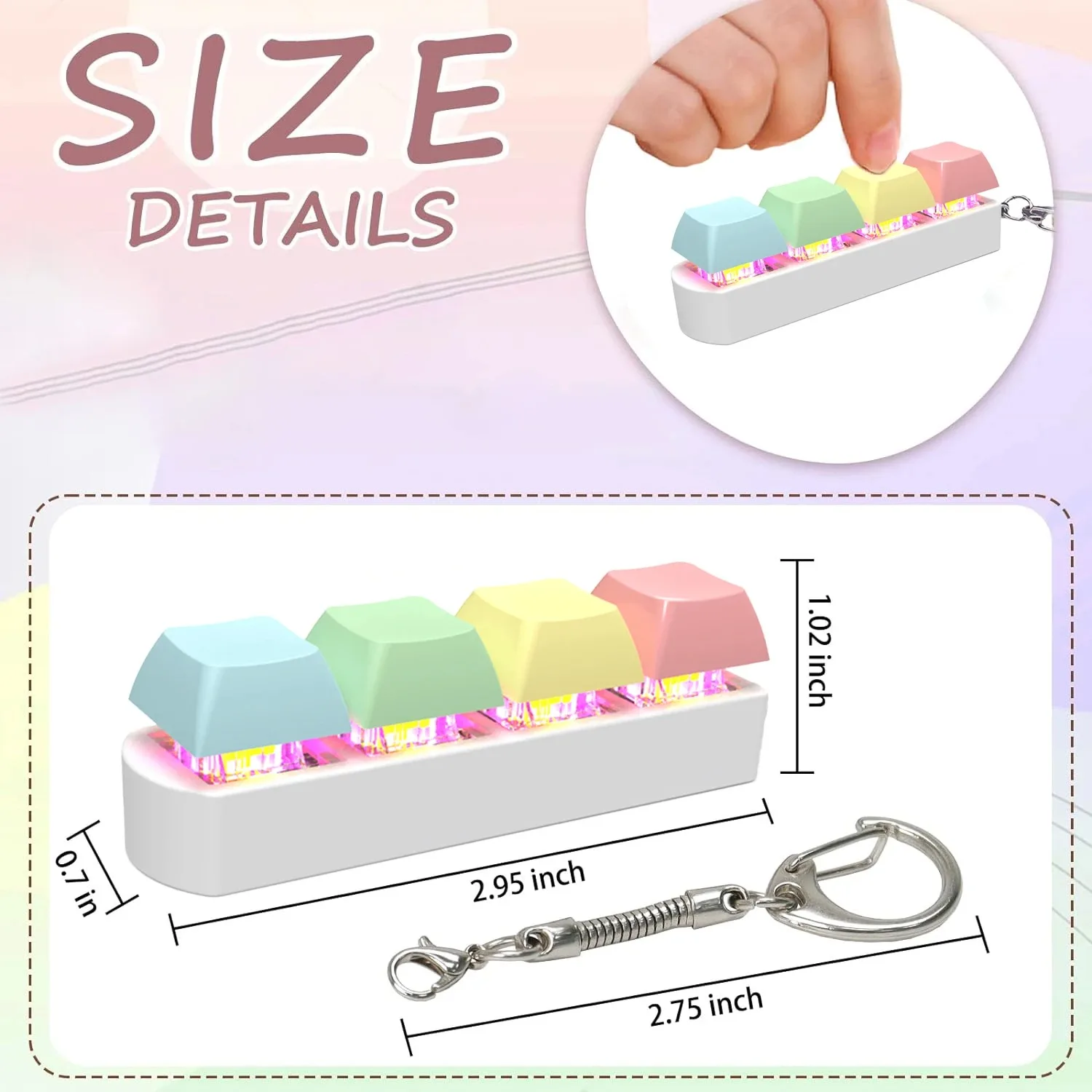 Keyboard Fidget Toy LED Keychain 4 In 1 Stress Relief - Image 15