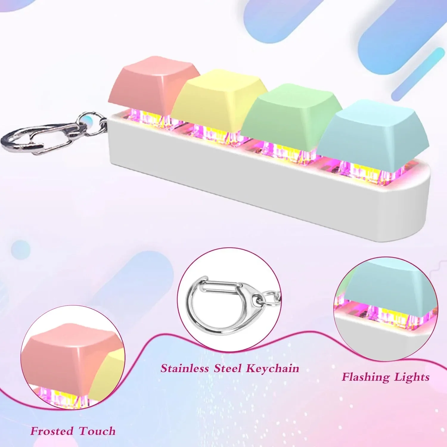 Keyboard Fidget Toy LED Keychain 4 In 1 Stress Relief - Image 3