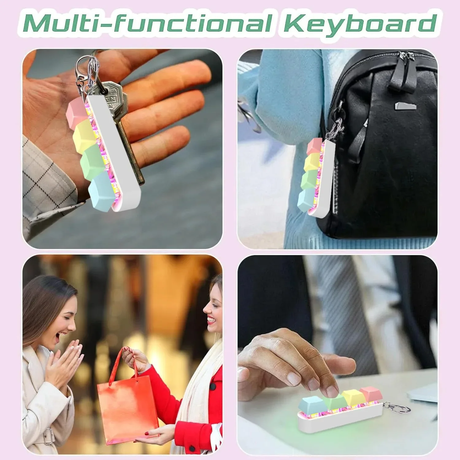 Keyboard Fidget Toy LED Keychain 4 In 1 Stress Relief - Image 6