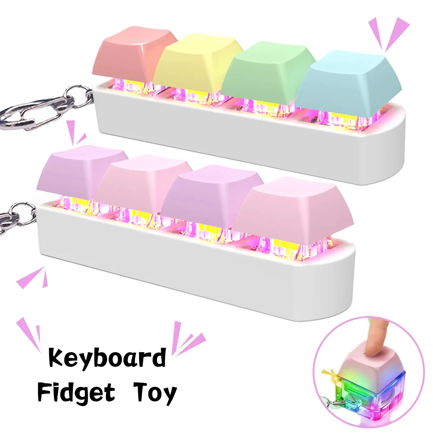Keyboard Fidget Toy LED Keychain 4 In 1 Stress Relief - Image 8