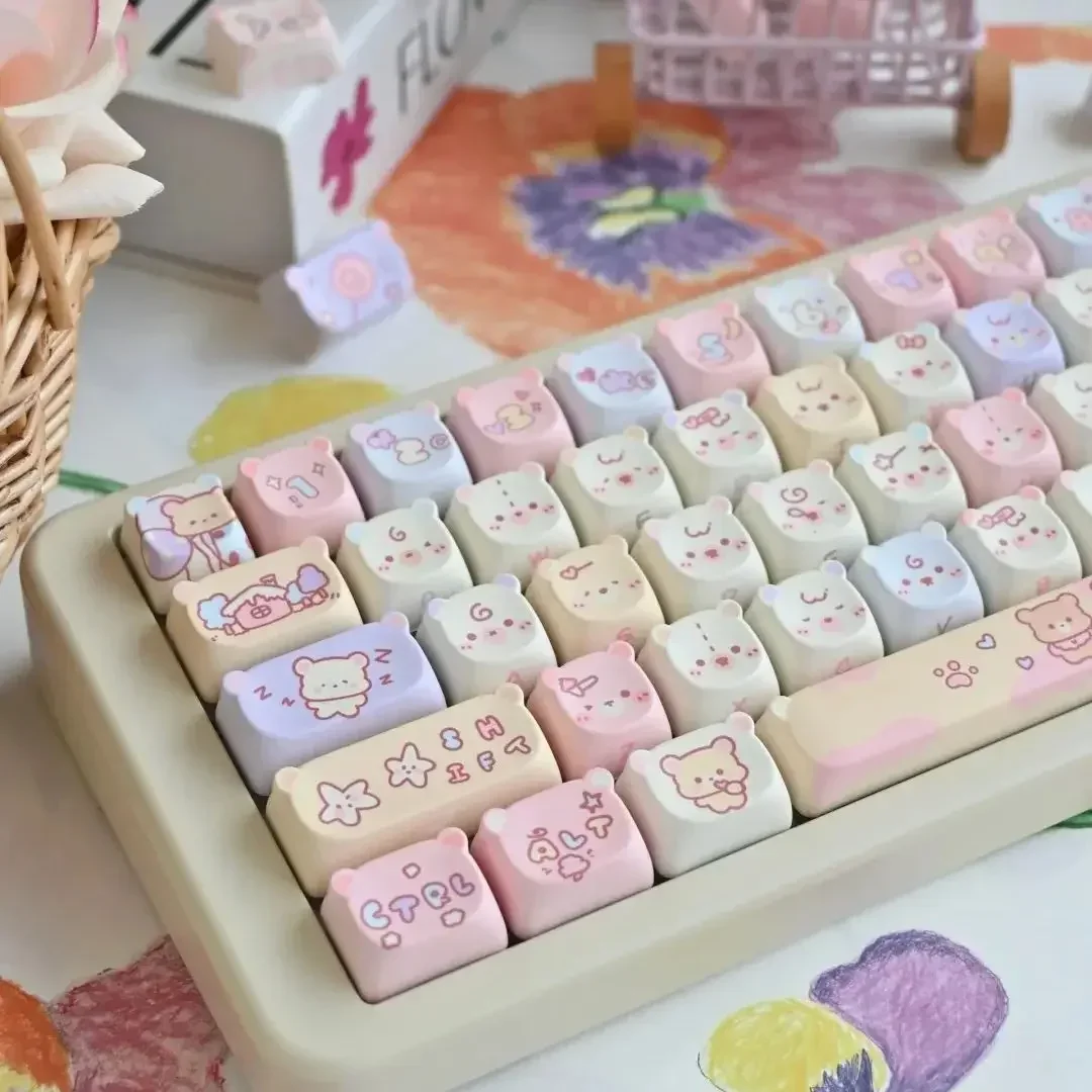 Keycaps PBT Cat Keycap Set Alice Layout 2.25U 2.75U Pastel Mechanical Keyboard TikTok Viral Fall 2025 Cute Desk Gift - Image 2