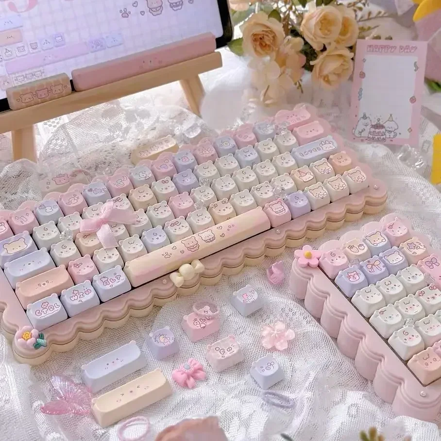 Keycaps PBT Cat Keycap Set Alice Layout 2.25U 2.75U Pastel Mechanical Keyboard TikTok Viral Fall 2025 Cute Desk Gift - Image 4