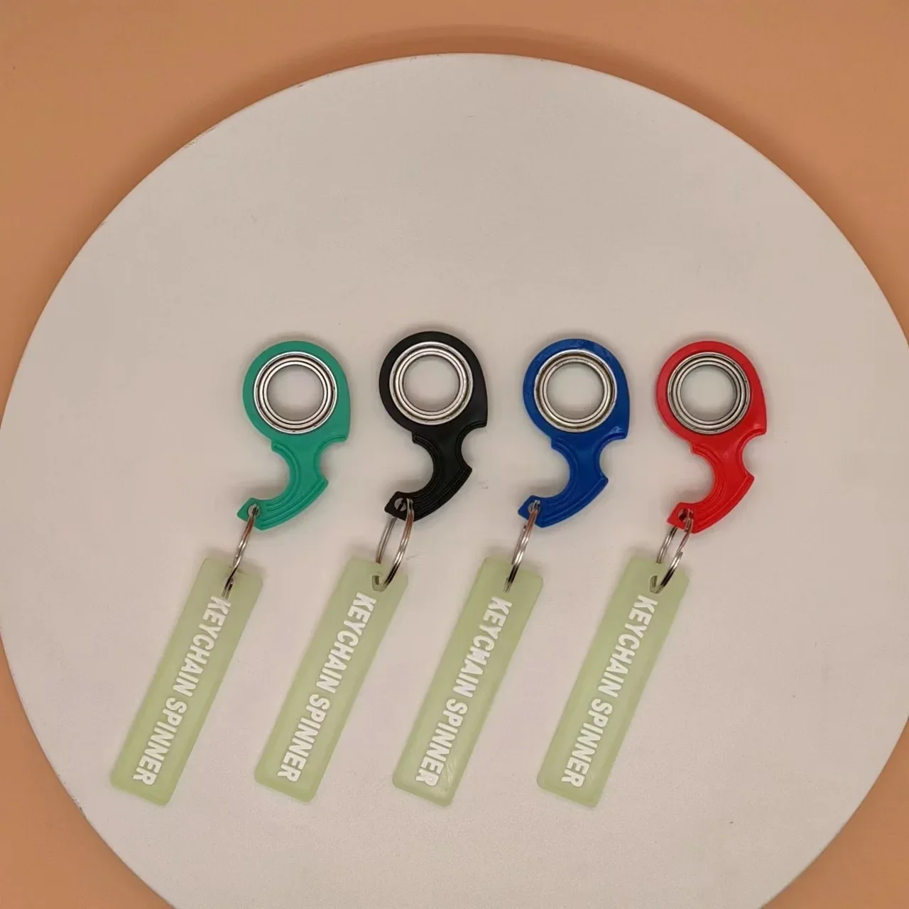 Metal Keychain Fidget Spinner Ring Stress Relief Toy - Image 2
