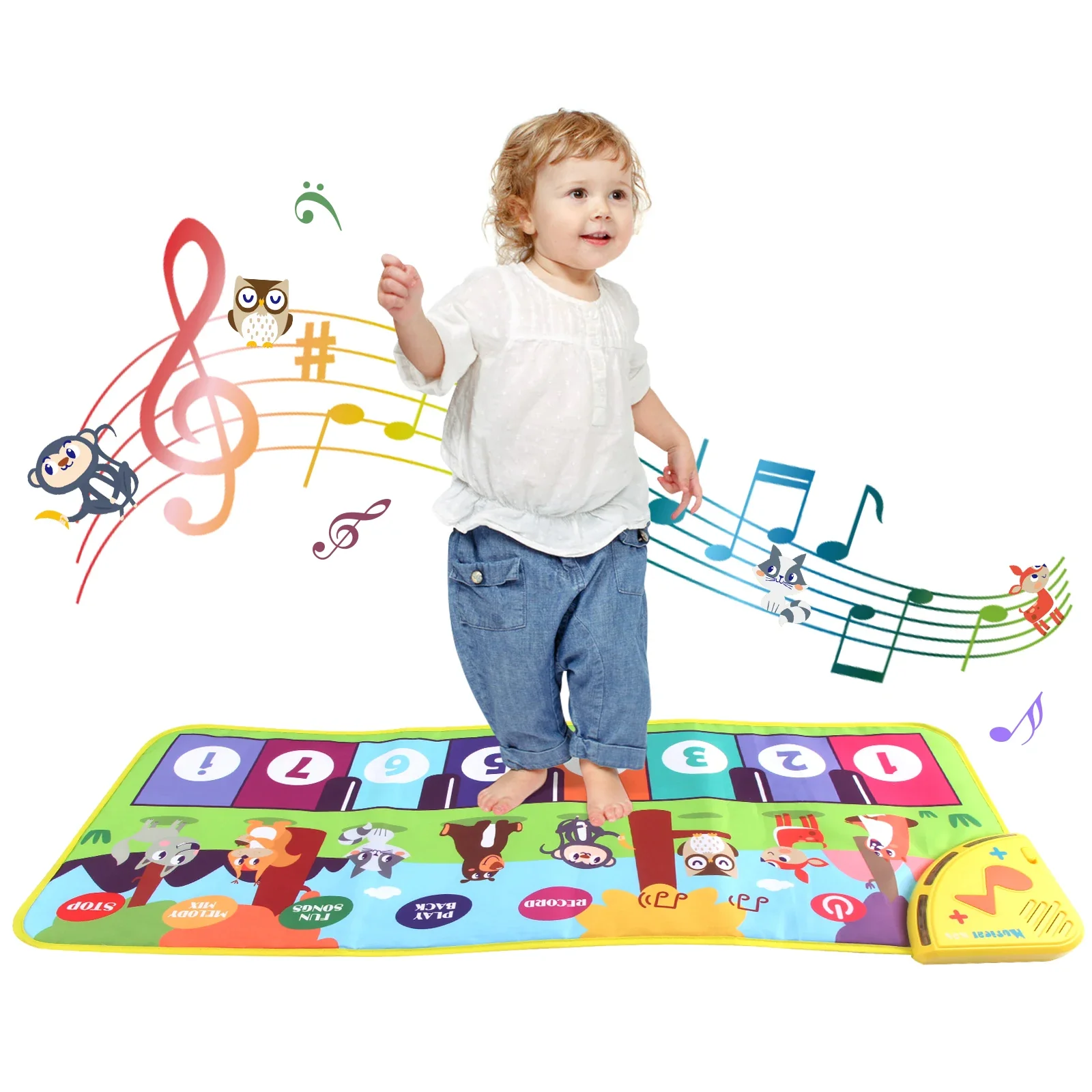 Multifunctional Musical Dance Mat for Toddlers - Interactive Piano Keyboard with Animal Sounds, Educational Gift for Kids, Portable Fun! - Image 3