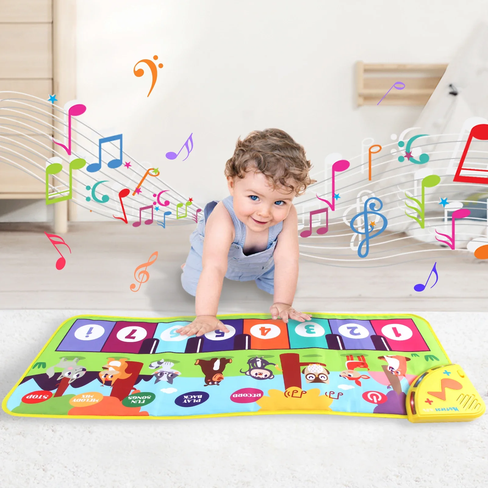 Multifunctional Musical Dance Mat for Toddlers - Interactive Piano Keyboard with Animal Sounds, Educational Gift for Kids, Portable Fun! - Image 5