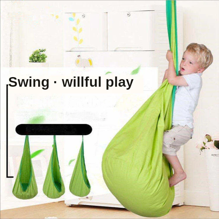 Kids Hanging Chair Parachute Cloth Swing Pod Portable Indoor Courtyard Fall 2025 Cozy Inflatable Cushion - Image 3