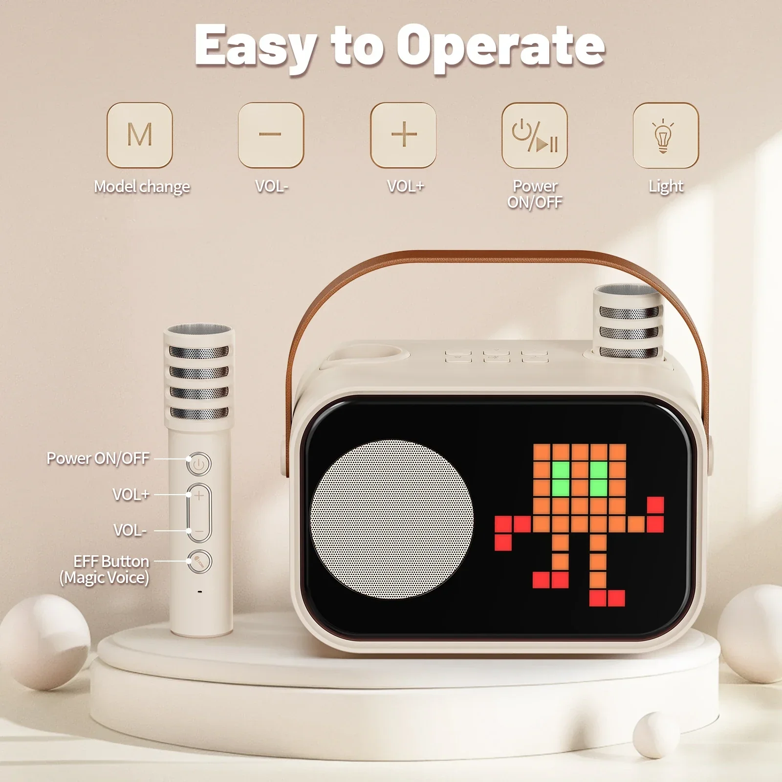 Kids Karaoke Machine Portable Bluetooth Speaker With 2 Wireless Microphones Party Gift 2025 - Image 5