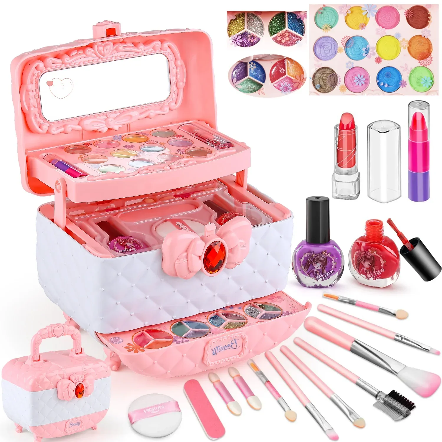Kids Makeup Kit Pink And White Case Makeup Toy Set TikTok Viral Fall 2025 Gift Washable