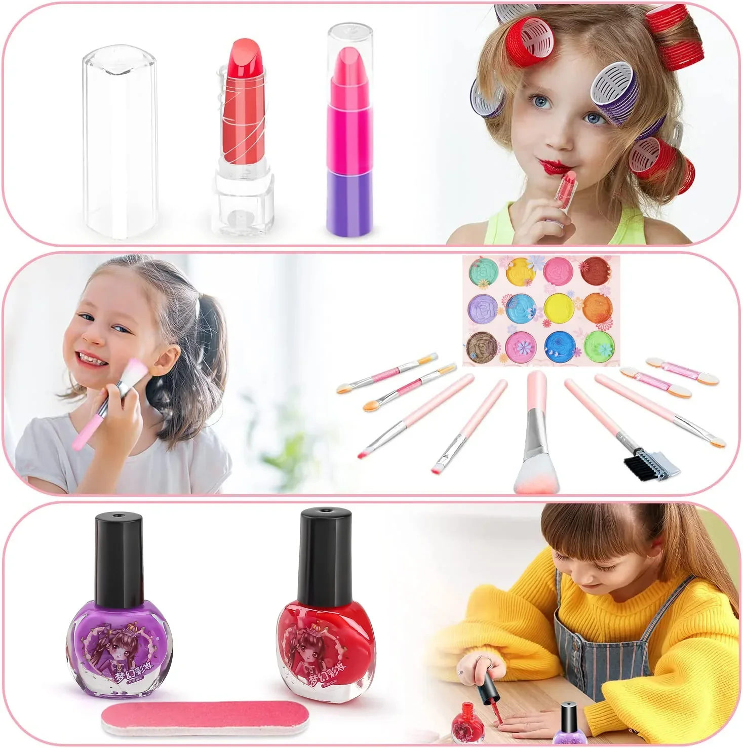 Kids Makeup Kit Pink And White Case Makeup Toy Set TikTok Viral Fall 2025 Gift Washable - Image 4