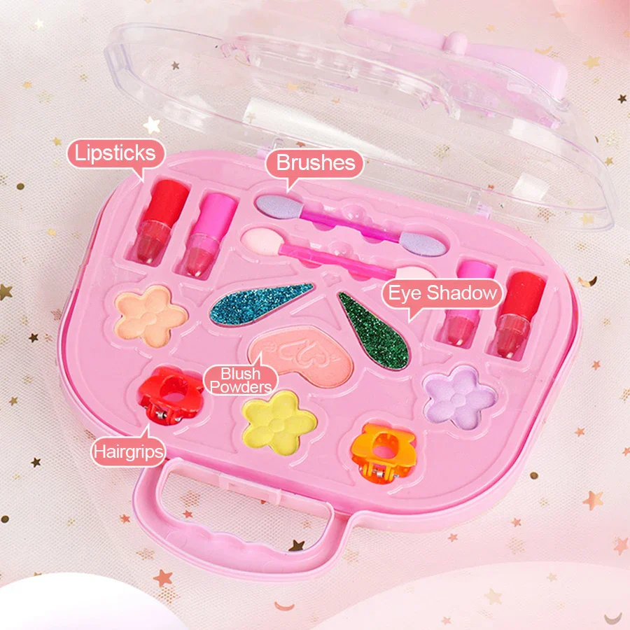 Kids Makeup Kit Princess Makeup Box Play Set With Accessories Ideal Birthday Gift 2025 - Image 4