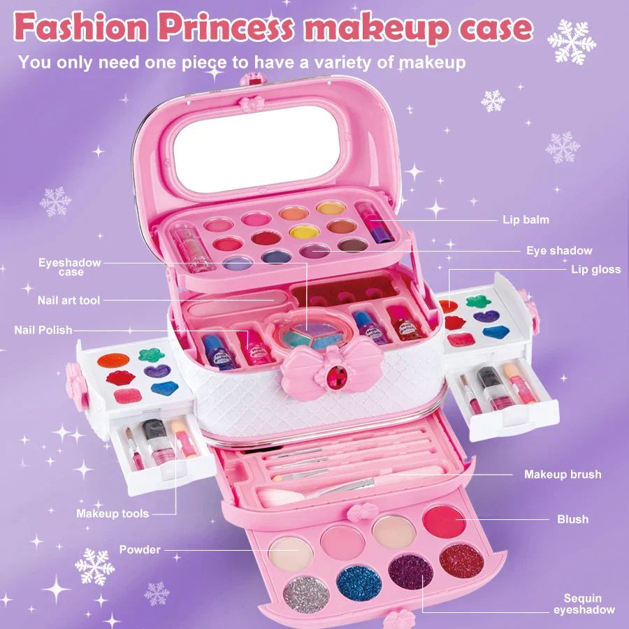 Kids Makeup Kit Toy Set Washable Pretend Play Makeup Back To School 2025 Gift Idea - Image 3