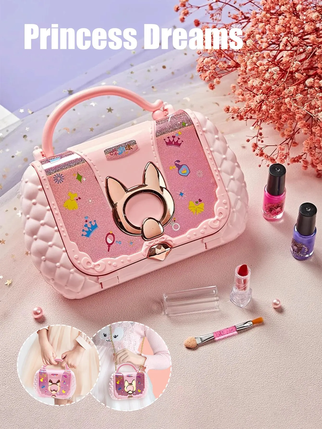 Kids Makeup Kit Washable Non-Toxic Pretend Play Cosmetic Set Viral Fall 2025 Gift - Image 3