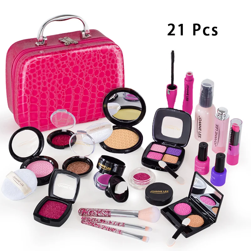 Kids Makeup Set - Pretend Play Kit With Lipstick Nail Polish Eye Shadow In Leopard Case CE Certified Toy Back To School - Image 10