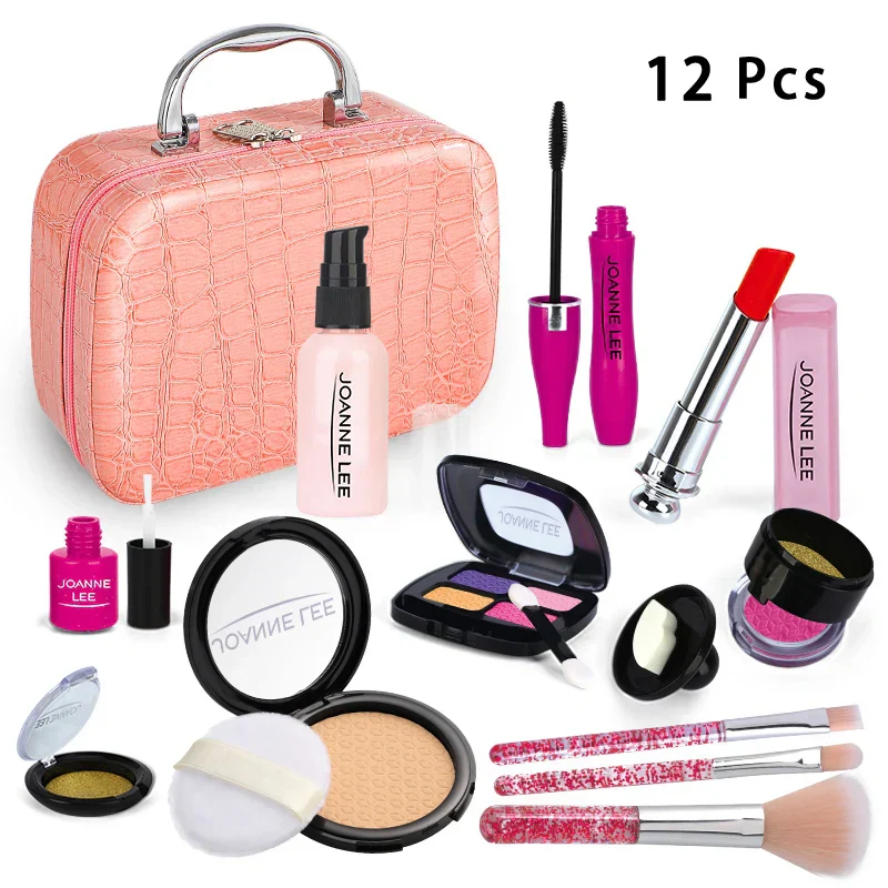 Kids Makeup Set - Pretend Play Kit With Lipstick Nail Polish Eye Shadow In Leopard Case CE Certified Toy Back To School - Image 7