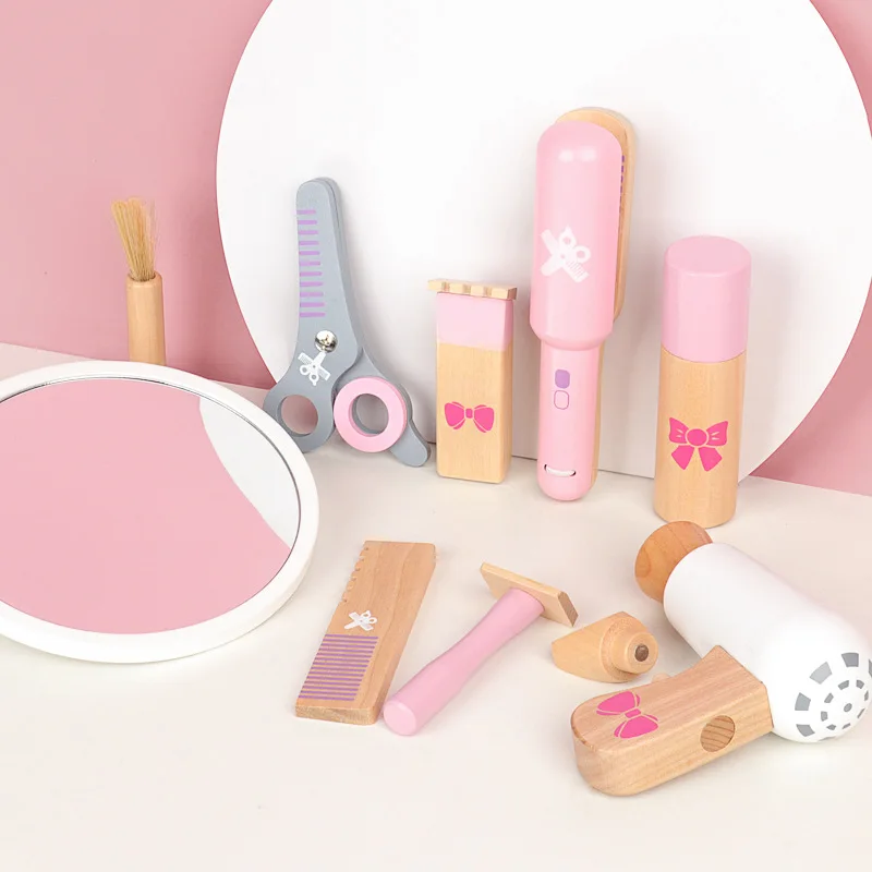 Kids Makeup Set Wooden Pretend Play Cosmetic Toy With Carry Bag Eco Friendly Hairdressing Kit Holiday Gift 2025 - Image 12