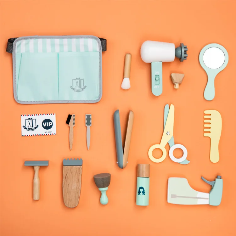 Kids Makeup Set Wooden Pretend Play Cosmetic Toy With Carry Bag Eco Friendly Hairdressing Kit Holiday Gift 2025 - Image 2
