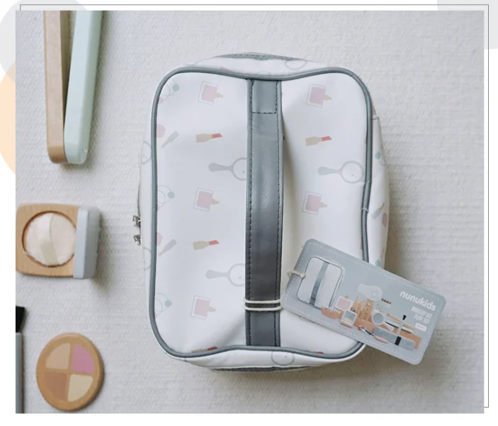 Kids Makeup Set Wooden Pretend Play Cosmetic Toy With Carry Bag Eco Friendly Hairdressing Kit Holiday Gift 2025 - Image 6