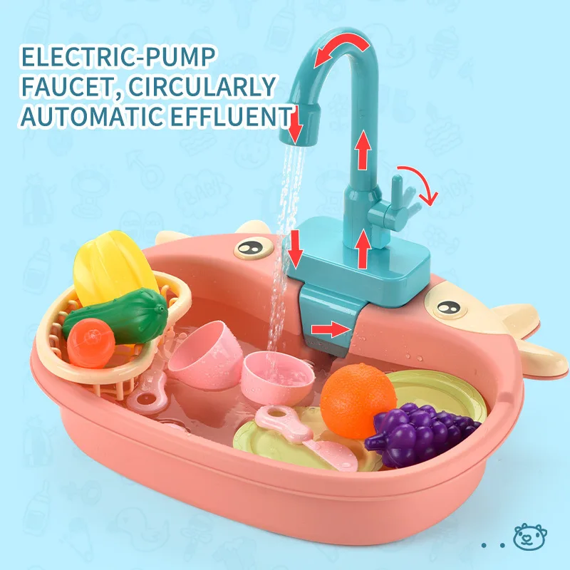 Kids Play Kitchen Sink Set with Temperature Sensing Dishwasher and Safe ABS Material for Pretend Play Role-Playing Fun - Image 2