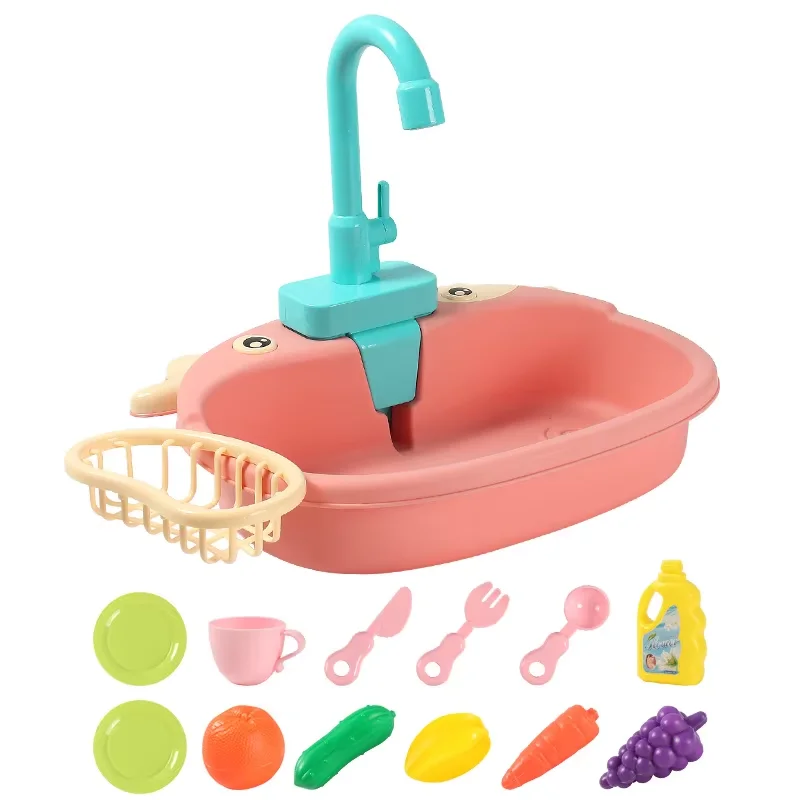 Kids Play Kitchen Sink Set with Temperature Sensing Dishwasher and Safe ABS Material for Pretend Play Role-Playing Fun - Image 6