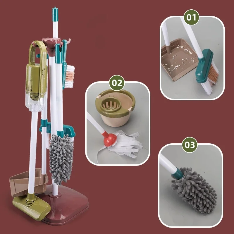 Kids Pretend Play Cleaning Set - Broom & Vacuum Toy for Boys and Girls, 23-Piece Sanitation Fun - Image 4