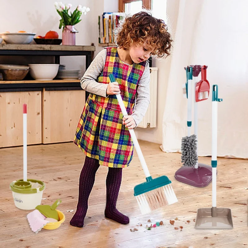 Kids Pretend Play Cleaning Set - Broom & Vacuum Toy for Boys and Girls, 23-Piece Sanitation Fun - Image 6