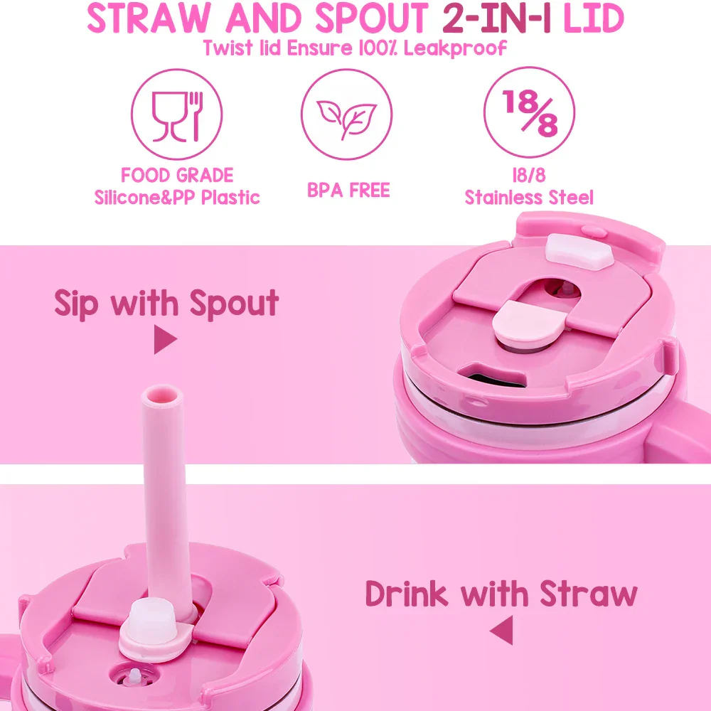 Kids Thermos Bottle 420ML Stainless Steel Insulated Tumbler With Handle And Straw, Christmas 2025 Gift - Image 4