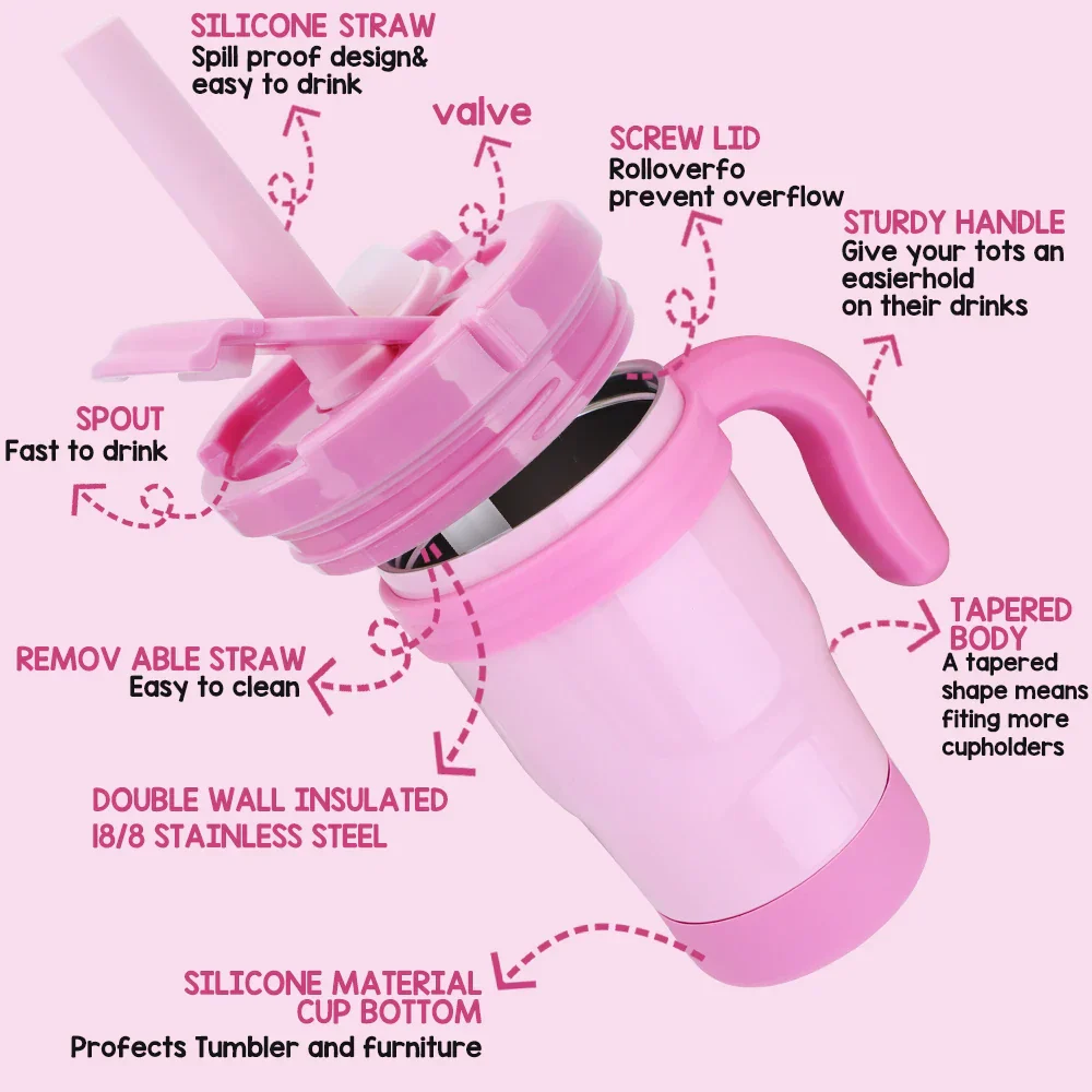 Kids Thermos Bottle 420ML Stainless Steel Insulated Tumbler With Handle And Straw, Christmas 2025 Gift - Image 5